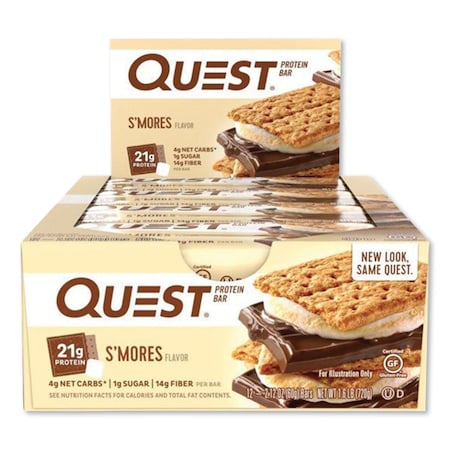 Quest Protein Bars, S'mores, 2.12 oz Bar, 12PK QUN00123