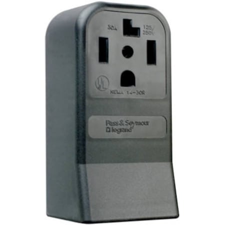 Legrand Straight Blade Receptacle, 14-30R, 30 A, 125/250V AC, 3 Pole, 4 Wire, Surface Mount, Grounded 3884CC6