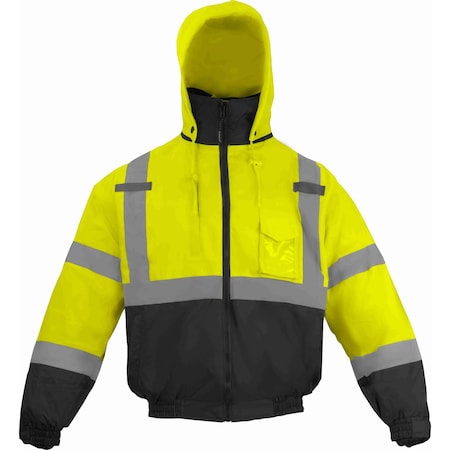 Ironwear Class 3 Hi Vis Weatherproof Bomber Jacket with Heavy Duty Zipper, Lime, 3X-Large 6410-L-3XL