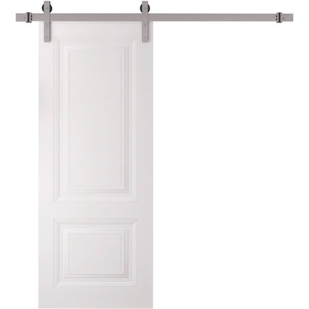 Sartodoors Barn Door 18 x 80 inches, BASIC 9422 White, 6.6FT Silver Rail Track Heavy Hardware Set, Solid Pan BASIC9422BD-S-SKIN-18