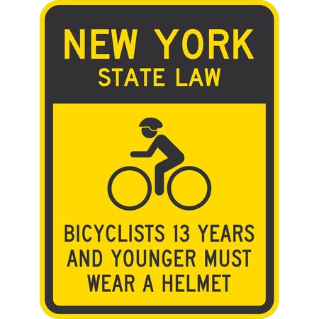 Lyle Bicyclists 13 Years And Younger Must Wear A Helmet (Cyc, 18x24, High Intensity Prismatic, Yellow G-10790-HI_18x24