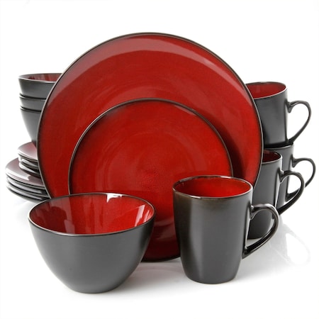 Gibson Home Gibson Soho Lounge Round 16-Piece Dinnerware Set, Burgundy 75097332M