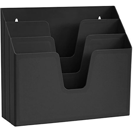 Acrimet Horizontal Triple File Folder Holder Organizer (Black Color) 860.4