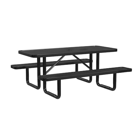 Leisure Craft Rectangle Picnic Table, Black, In Ground Mount, 6 ft L T6XPIG-BLACK