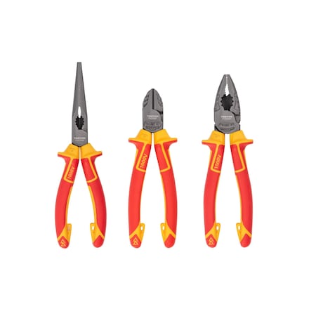 Tekton Insulated Pliers Set, 3-Piece (Combination, Long Nose, Diagonal Cutting) PLR90002