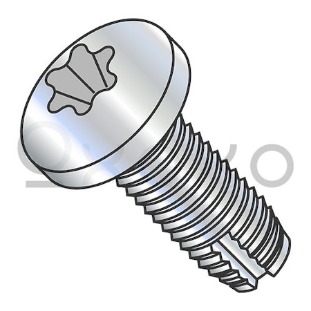 Oxoxo 8-32X1/2 Six Lobe Pan Thread Cutting Screw Type 1 Fully Threaded Zinc And Bake, 10000PK 423258
