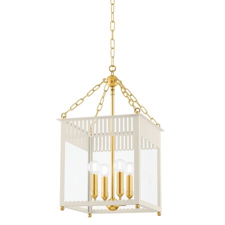 Mitzi Rosalie 4 Light Lantern 13.25 In. Aged Brass/Soft Cream H932704S-AGB/SCR