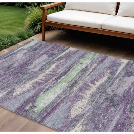 Homeroots 9' X 12' Purple And Lavender Abstract Washable Indoor Outdoor Area Rug 612549