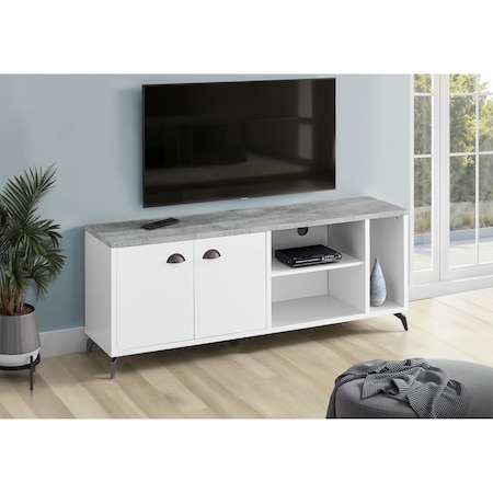 Monarch Specialties Tv Stand, 60 Inch, Console, Storage Cabinet, Living Room, Bedroom, Laminate, Grey I 2841