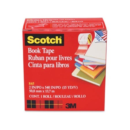 Scotch Book Tape, 3" Core Size, 2" x 15 Yards, Clear 8452