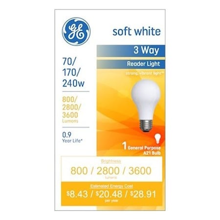 Ge Industrial Solutions Incandescent Bulb, 70/240 W, A21 Lamp, Medium E26 Lamp Base, 3600 Lumens 15846