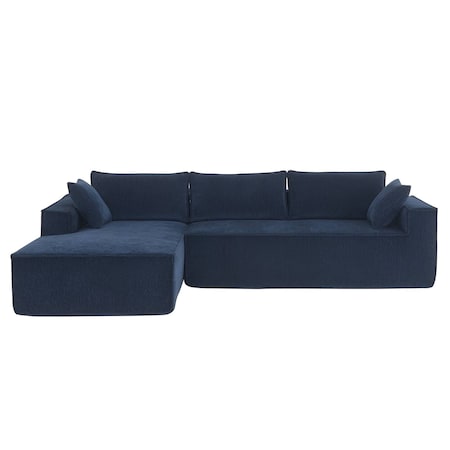 Homeroots 72" Dark Blue Fabric Modular Sleeper Sofa 568306