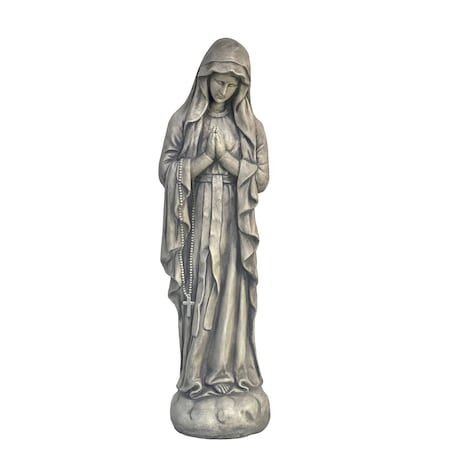 Homeroots 32in Gray Polyresin Virgin Mary Outdoor Statue 521179