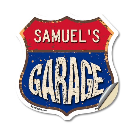 Signmission Samuel's Garage, 18 Inch X 18 Inch, Vinyl Decal SHI-D-18-383-SAMUEL
