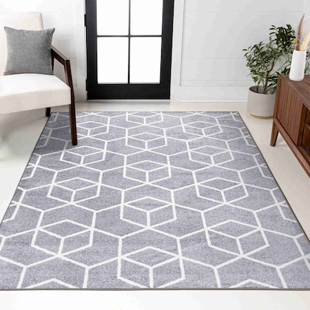 Jonathan Y Tumbling Blocks Modern Geometric Gray/White 4 ft. x 6 ft. Area Rug SEU101F-4