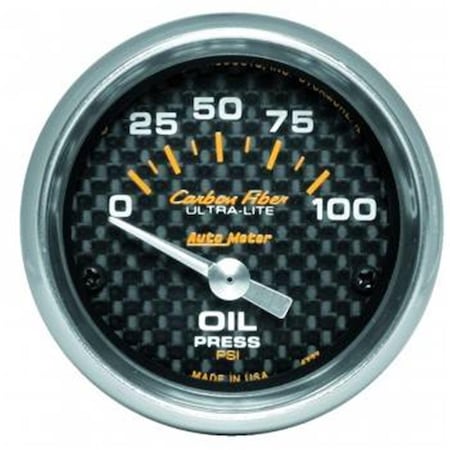 Auto Meter 4727 Carbon Fiber Electric Oil Pressure Gauge 2.06 in. 0100 PSI ATM4727
