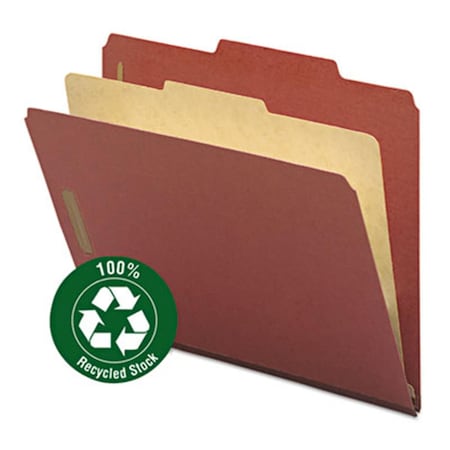 Smead Pressboard Classification Folder 1 Divider 2 in. Exp .4 Cut Letter Red 10BX, 10PK 13724