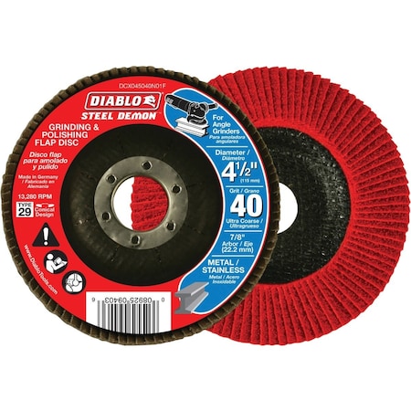 Diablo Steel Demon 4-1/2'' x 7/8'' 40-Grit Type 29 Angle Grinder Flap Disc DCX045040N01F