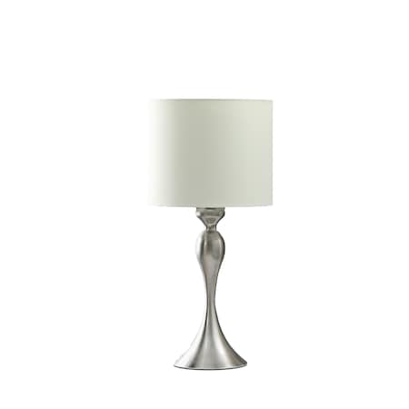 Homeroots 25" Silver Metal Table Lamp With Off White Drum Shade 524253