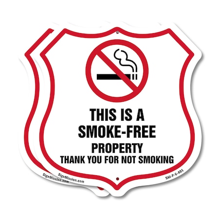 Signmission No Smoking Shield Sign This Is A Smoke F, 6 inch X 6 inch, Plastic Sign, 2PK SHI-P-2PACK-6-401