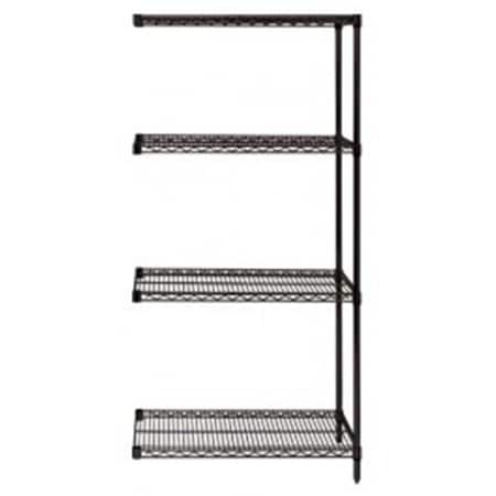 Betterbeds 4-Shelf Wire Shelving Add-On Unit Black - 24 x 36 x 74 in. BE1135526