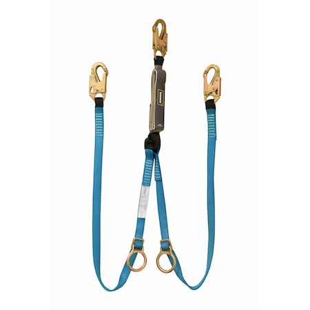 Ironwear 6 ft External Double Leg Energy-Absorbing Lanyard w/ 3 Snap Hooks 2350-SSH