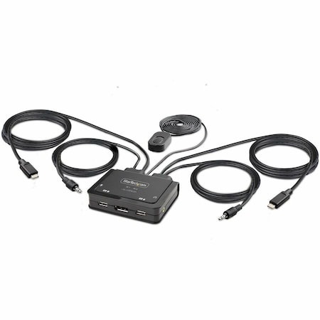 Startech.Com 2-PORT USB-C CABLE KVM SWITCH, 4K 60HZ DISPLAYPORT OUTPUT, COMPACT KVM WITH 4FT/1.2M C2-D46-UC2-CBL-KVM