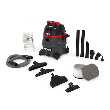 Ridgid Wet/Dry Vacuum, 14 gal., HEPA Certified, Fine Dust Filter, 105 cfm 50368