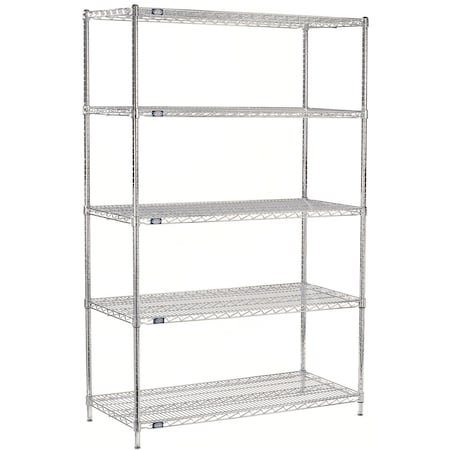 Global Industrial Nexel 5 Shelf, Chrome Wire Shelving Unit, Starter, 36"W x 30"D x 86"H B3149922