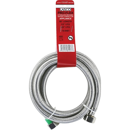 Westlake Pipe & Fittings 1/2'' IPSx1/2'' IPSx60'' L Braided SS Flex Line Faucet Connector 10-0461