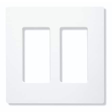 Lutron Designer Wall Plates, Number of Gangs: 2 Gloss Finish, White CW-2-WH