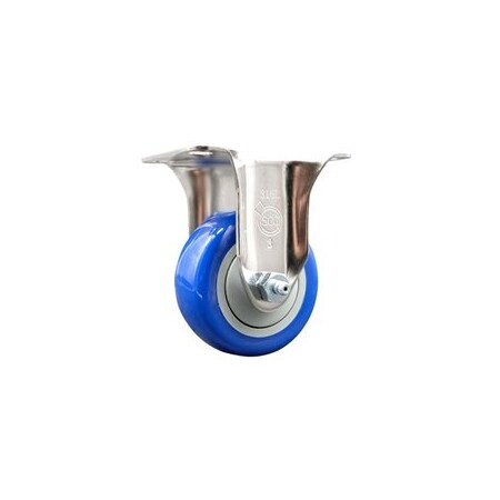 Service Caster 3.5 Inch 316SS Blue Polyurethane Wheel Rigid Top Plate Caster SCC-SS31620R3514-PPUB-BLUE
