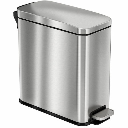 Hls Commercial 3 gal Rectangular Indoor Metal Can, Silver, Step Pedal, Stainless Steel, 7 in HLSS03RFR