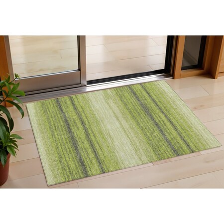 Homeroots 3' X 5' Lime Green Ivory And Black Abstract Washable Indoor Outdoor Area Rug 599976