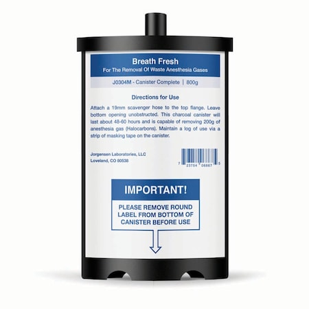 Jorgensen Laboratories Breath Fresh Anesthesia Gas Filter & Accessories - Breath Fresh Canister 800g J0304M