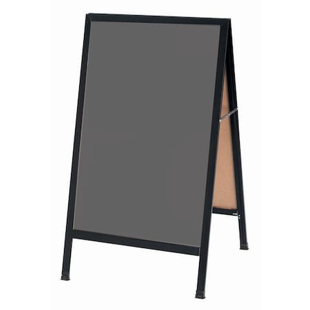 Aarco A-Frame Sidewalk Board, Slate Colored Porcelain Chalkboard and a Black Aluminum Frame, 42''Hx24''W BA-1SS