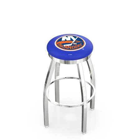 Holland Bar Stool Co 36" Chrome New York Islanders Swivel Bar Stool, Accent Ring L8C2C36NYIsln