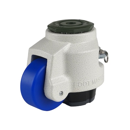 Foot Master Leveling Caster, Rachet, 75MMPolyurethane Wheel, M16x2.0P Stem, Swivel, 750kg Cap, NBR Foot Pad, IV GDR-100-S-MCN