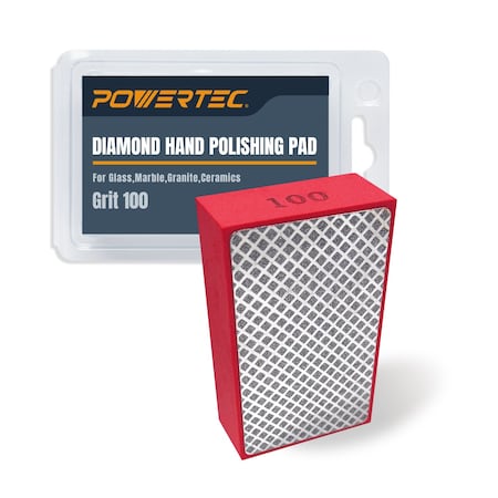 Powertec Diamond Hand Polishing Pads, for Polishing & Grinding Porcelain, Ceramic Tile, Glass, 100 Grit 71905N