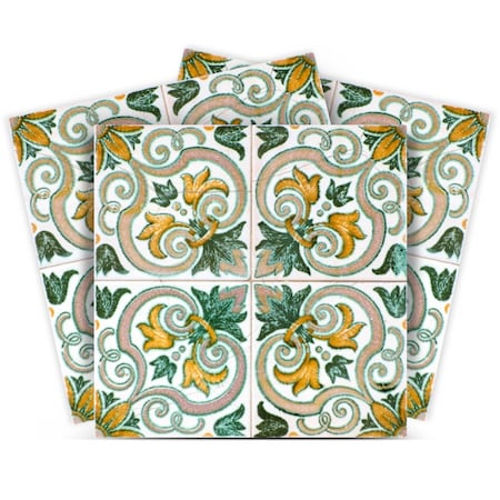 Homeroots 4" X 4" Green Yellow Melo Peel And Stick Tiles 400190