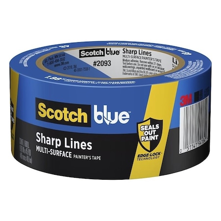Scotch 2093EL48N Painter's Tape, 60 yd L, 188 in W, Smooth Crepe Paper Backing, Blue 2093-48NC