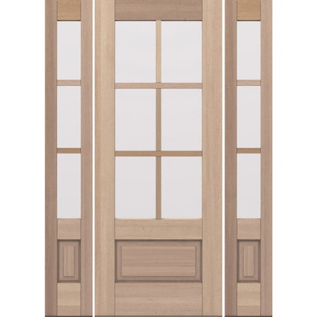 Doornmore G7506, 61.25" x 82" ( 32" Door + 2x12" Side) Right Hand, Mahogany SDL 6 Lite, 3/4 Lite Exterior Door G7506-SW-3280-G7503-SL_1-2_RI
