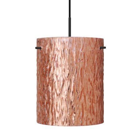Besa Lighting Besa Tamburo 8 Pendant, Stone Copper Foil, Black Finish, 1x 100W MAX E26 Base 1JT-4006CS-BK