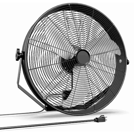 Simple Deluxe 20 Inch High Velocity Wall Mount Fan with Rack, 3 Speed Industrial/Commercial Metal Ventilation Fan HIFANXWALL20RK02