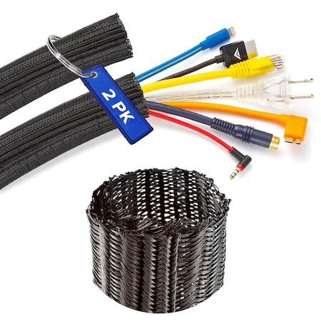 Maximm 10ft 1/2" Split Wire Loom Cable Protector, 2PK, Black, 2PK SCW-10FT-.50-BL-2PK