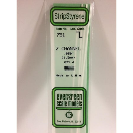 Evergreen 0.060 Z Channel, 4PK EVG751