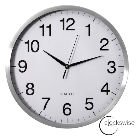 Clockswise 16-in Round Quartz Wall Clock Non-Ticking Battery Operated with Silent Sweep Movement,  QI004745.WT.16