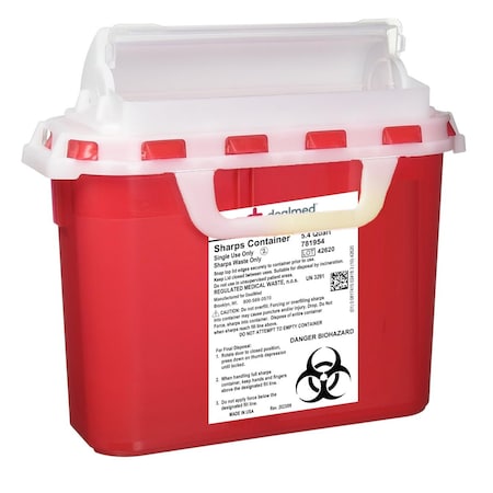 Dealmed Sharps Container 5.4 Quart Rotor Lid Red 781954