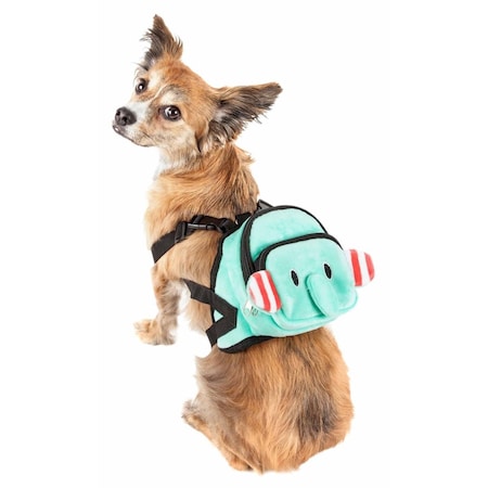 Petpurifiers Dumbone Dual-Pocketed Compartmental Animated Dog Harness Backpack, Blue - Medium PE3182214