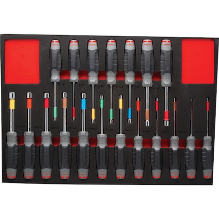 Proto Nut Driver Sets, Ergonomic, 4"L, 19 pieces J12000KV